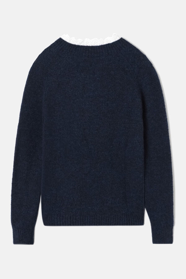 Silbon Jersey punto cuello popel&iacute;n Azul marino