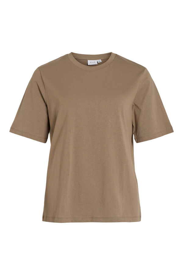 Cortefiel Camiseta de manga corta de algodón orgánico Marrón