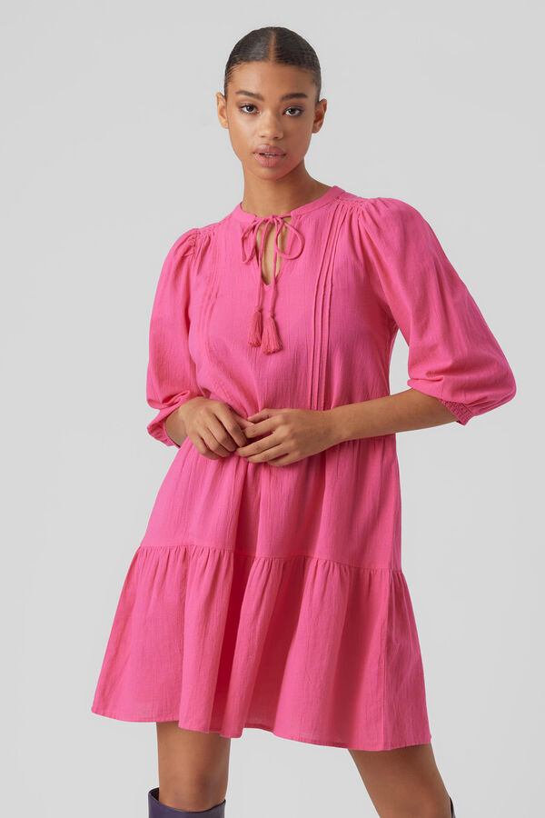 Cortefiel Balloon sleeve dress Pink