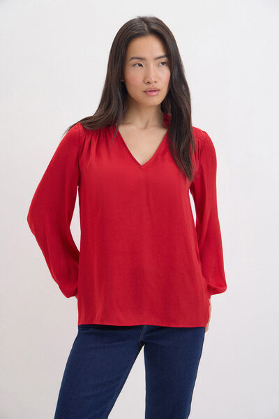 Cortefiel Fluid satin finish blouse Red