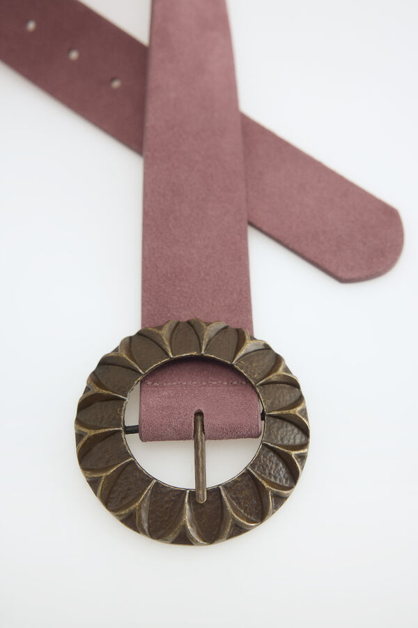 Slowlove Cinto de pele fivela redonda Subiu