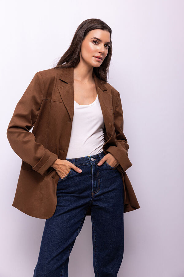 Object Blazer com efeito camurça Castanho
