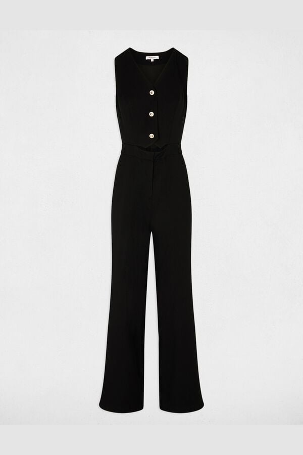 Morgan V-neck long jumpsuit Black