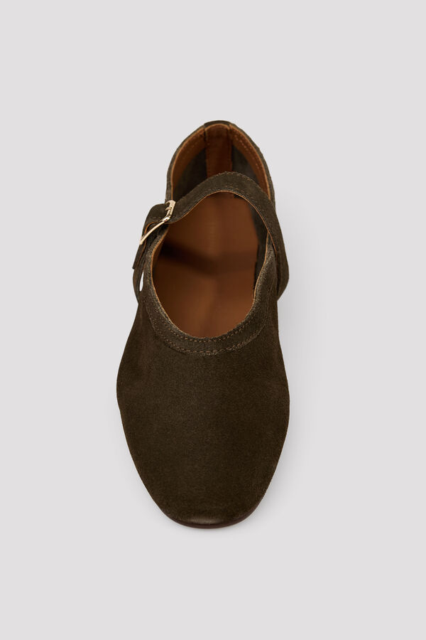 Cortefiel Flat strap ballet flats Dark brown
