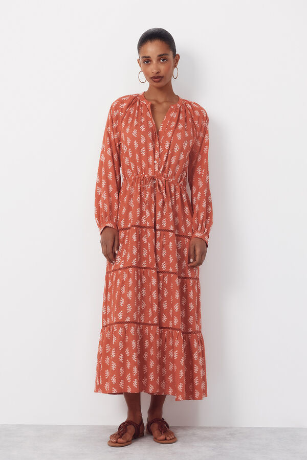 Cortefiel Printed dress Printed beige