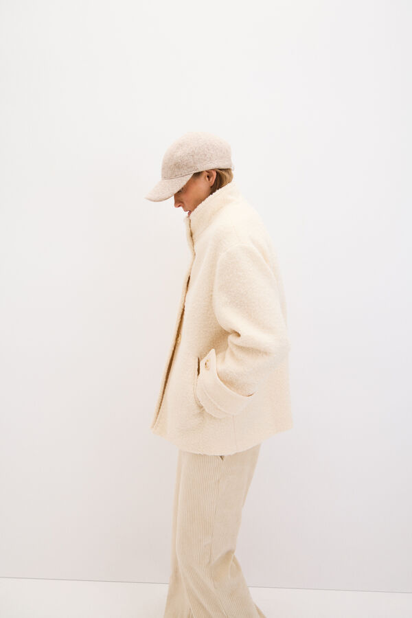 Cortefiel Short soft fabric jacket Ivory