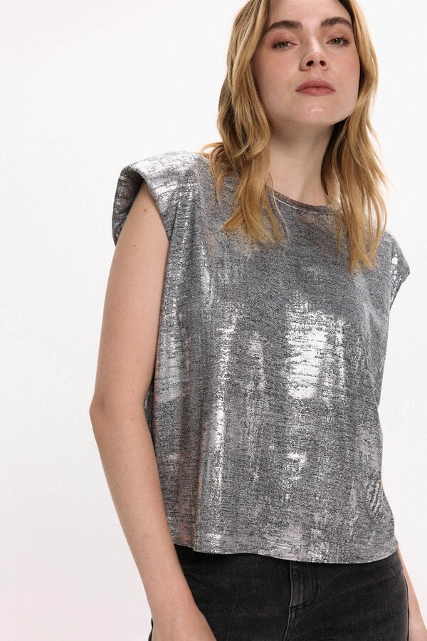 Vila Top metálico sem mangas Cinzento