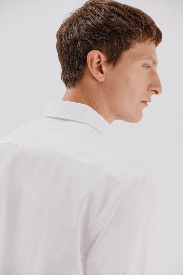 Cortefiel Camisa lisa algodón tencel Blanco