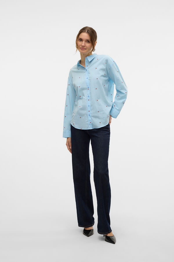 Vero Moda Camisa básica com bordado Azul