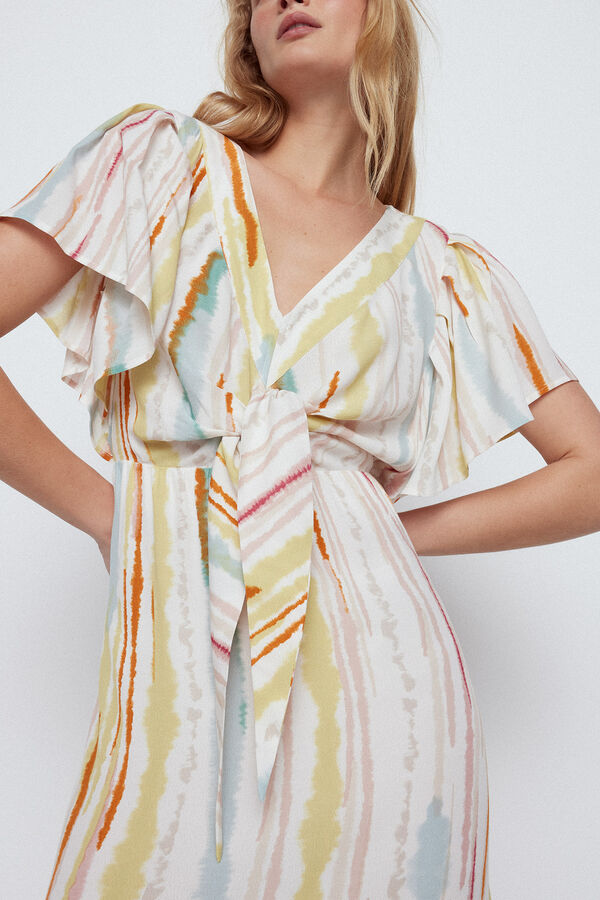 Cortefiel Printed dress with knotted detail Multicolour