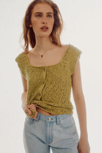 Cortefiel Rustic buttoned top Green