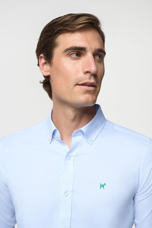 Williot Camisa Palm Beach de linho aos quadrados Azul