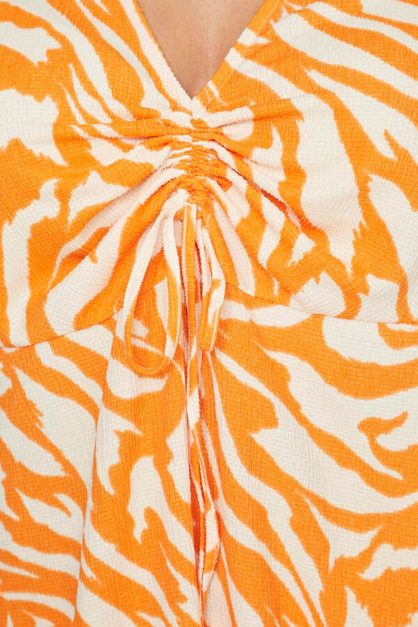 Evoked by Vila Vestido midi estampado manga corta curve Naranja