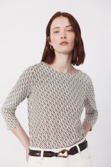 Cortefiel Essential boat neck t-shirt Printed beige