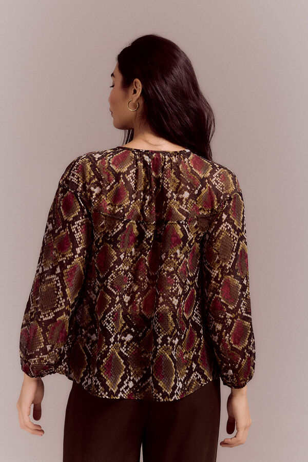 Cortefiel Yoke yoke blouse Printed red