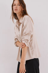 Cortefiel Shiny satin shirt Beige