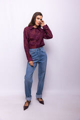 Object Camisa bordada com flores Roxo