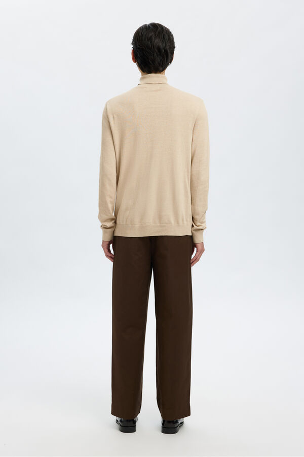 Selected Camisola de gola de algodão orgânico  Cinzento