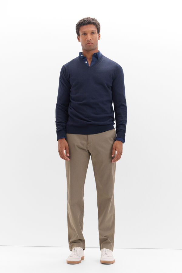 Cortefiel Cotton/cashmere V-neck jumper Navy