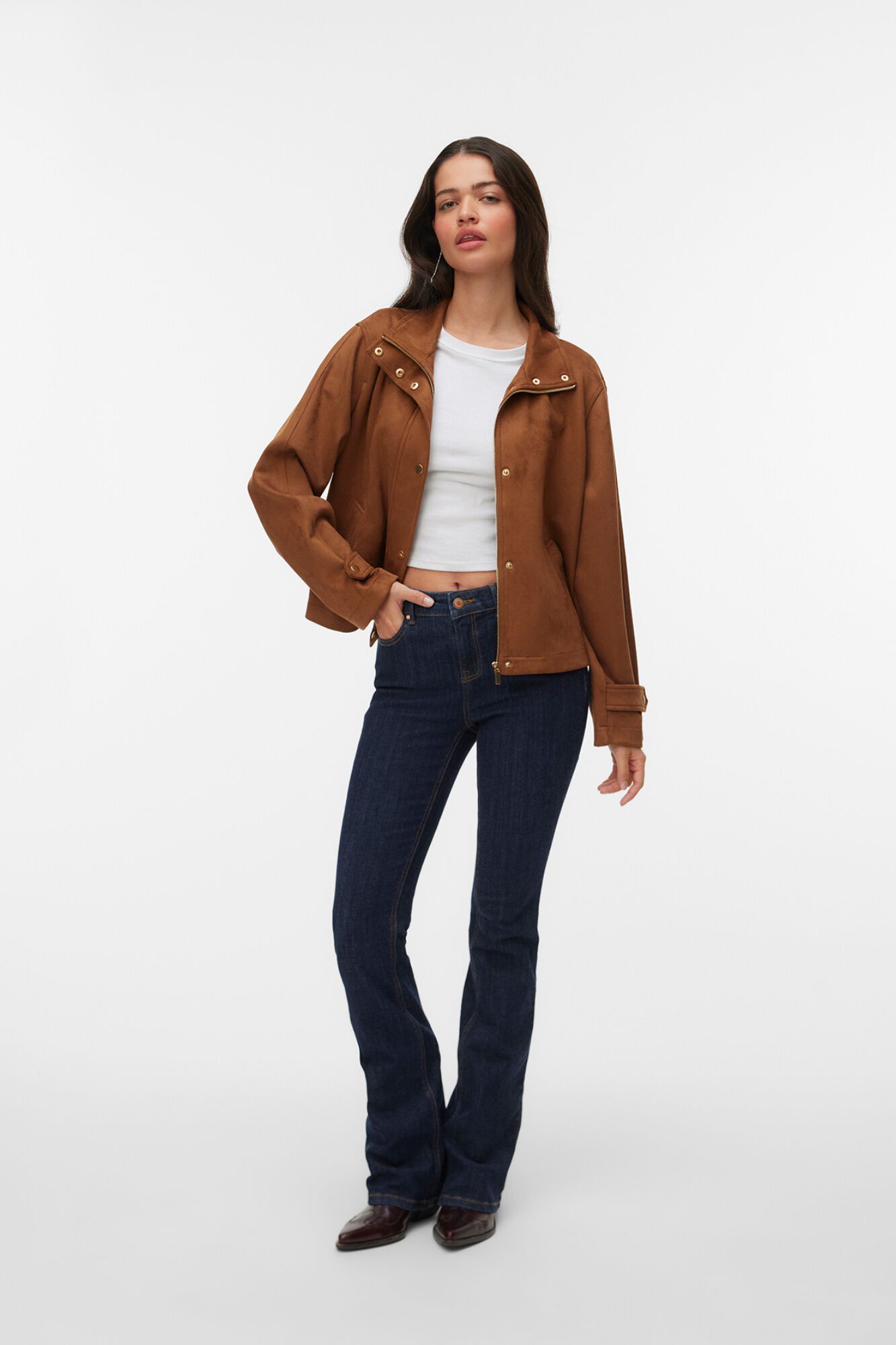 Vero Moda Blus&atilde;o em camur&ccedil;a gola alta