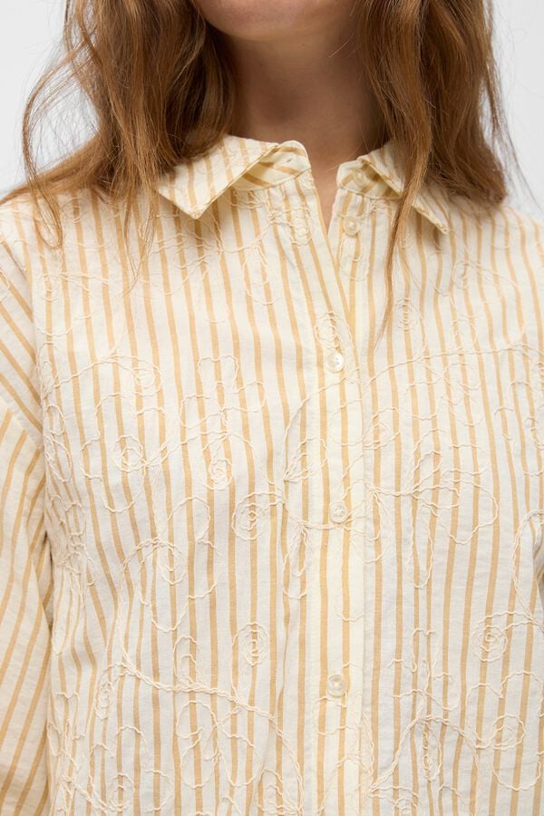 Object Striped embroidered shirt Beige