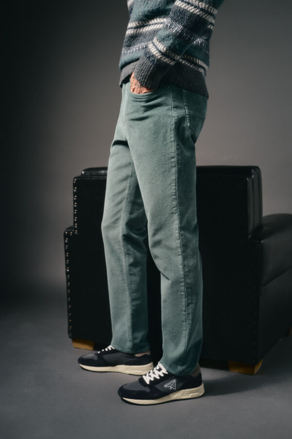 OOTO Pantalón 5 bolsillos slim fit pana Azul