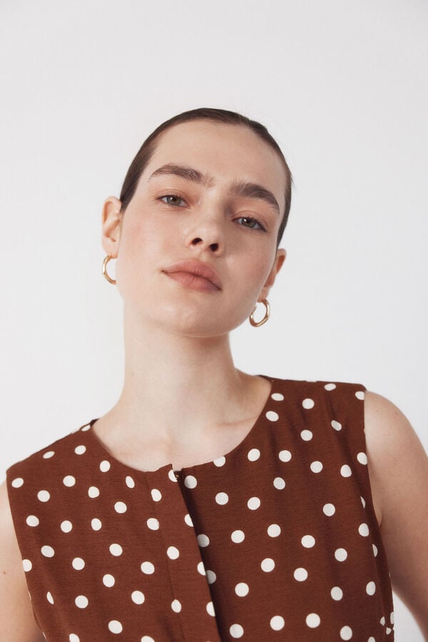 Cortefiel Belted jumpsuit Printed beige