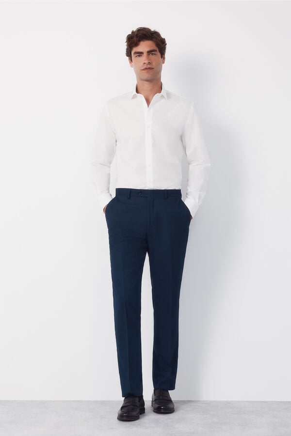 Cortefiel XXI Serie blue structured trousers Blue
