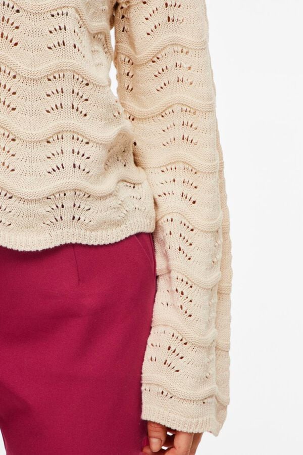 Vila Camisola de malha pointelle em algod&atilde;o org&acirc;nico Tostado