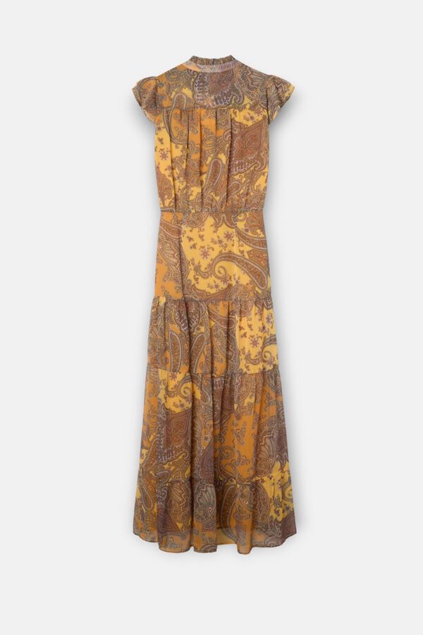 Silbon Vestido midi evas&eacute; estampado Laranja