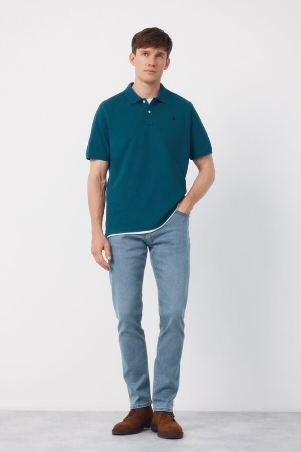 Cortefiel Polo básico piqué Azul
