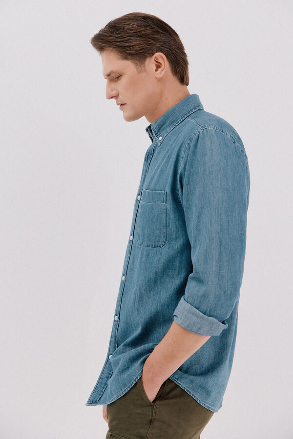 Cortefiel Denim shirt Navy