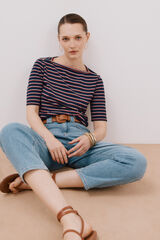 Cortefiel Camiseta b&aacute;sica escote barco Estampado azul