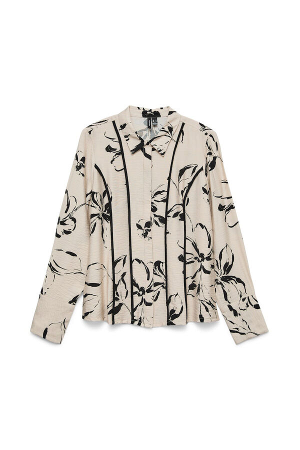 Vero Moda Camisa de manga comprida com linhas bordadas Tostado