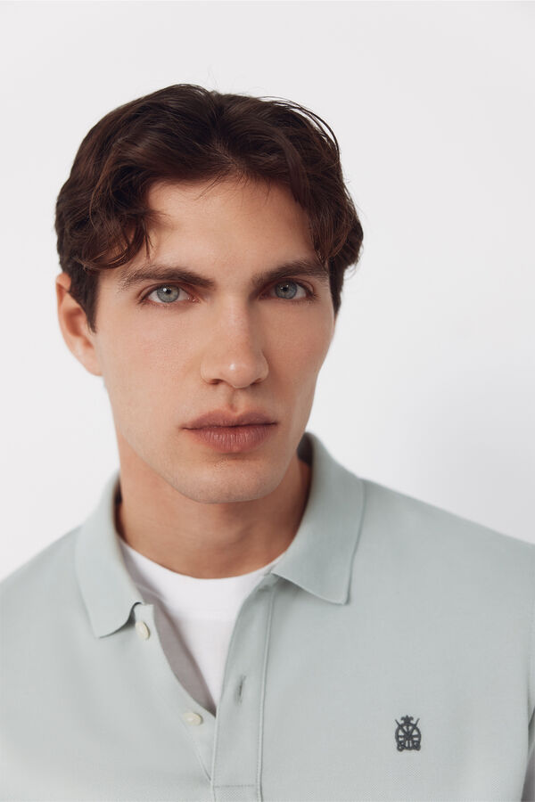 Cortefiel Piqu&eacute; basic slim polo shirt Blue