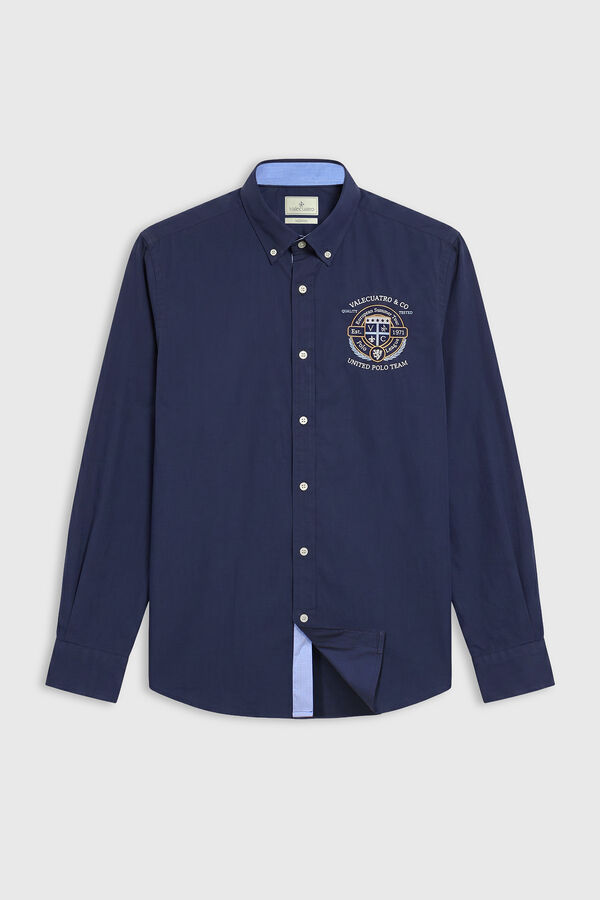 Valecuatro Camisa semibordada United Polo Azul