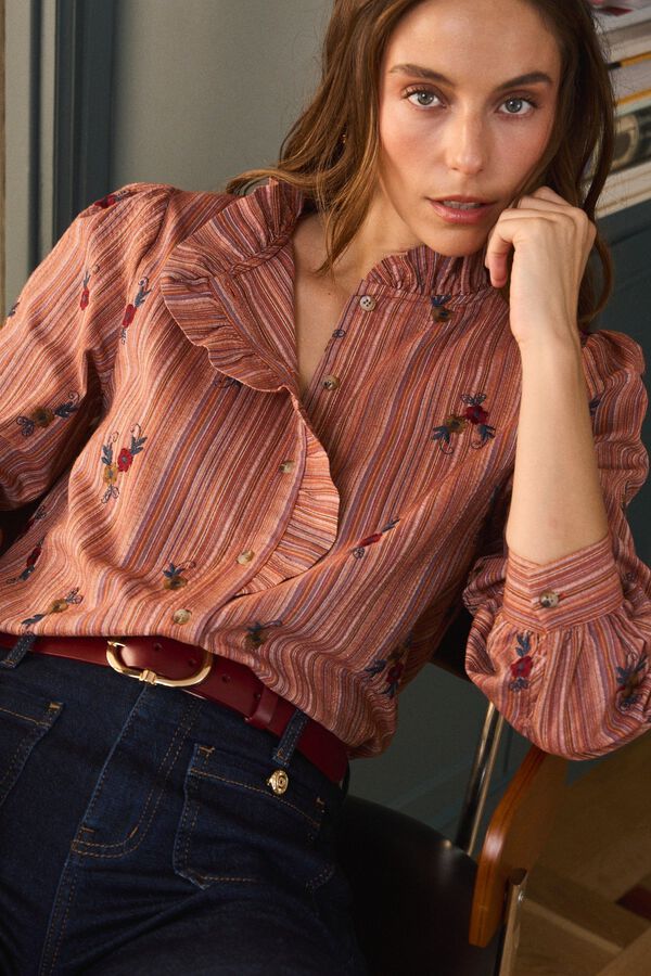 Pol&iacute;n Et Moi Striped shirt Nayeli Orange
