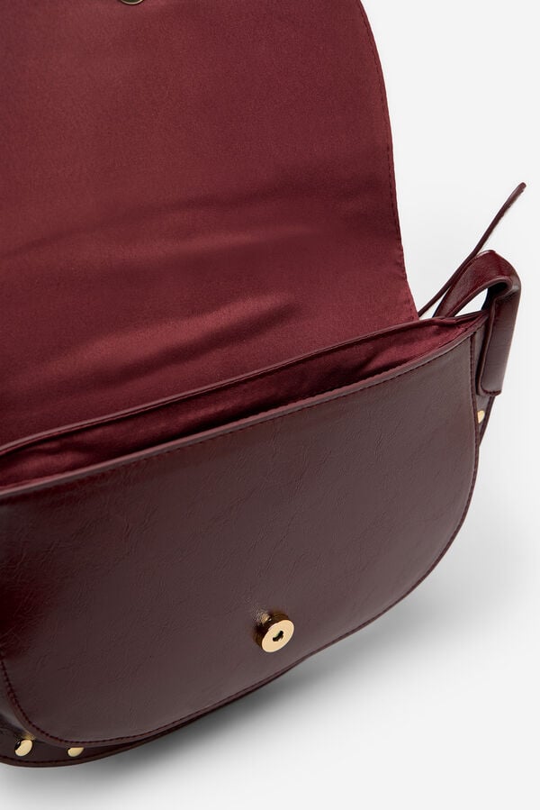 Cortefiel Crossbody bag with flap and tachahs Maroon