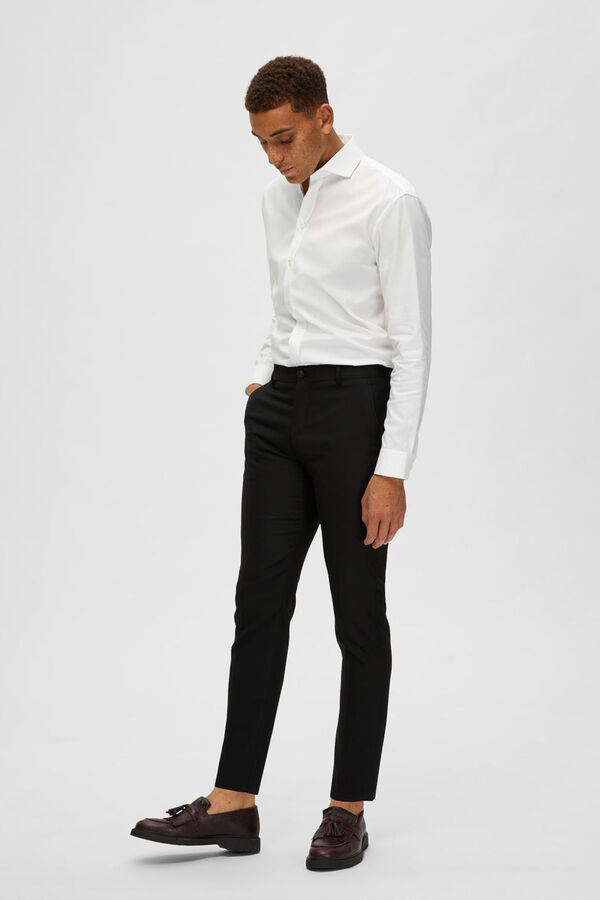 Selected Calças de fato Slim Fit com lã Preto