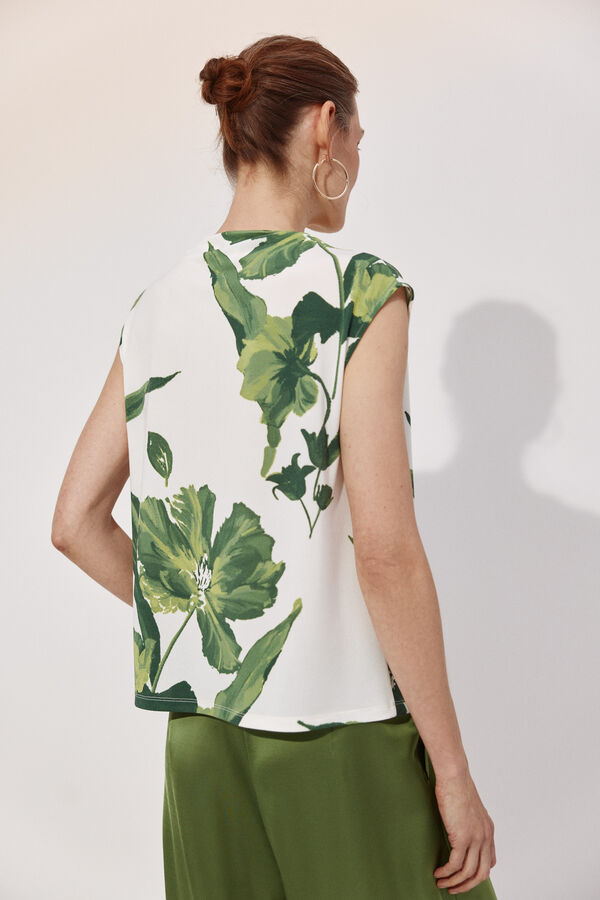 Cortefiel Pleated sleeve top Multicolour