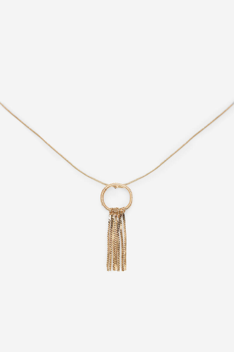 Cortefiel Long chain tassel necklace Gold