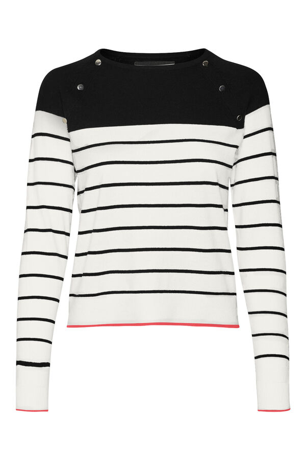 Cortefiel Fine jersey-knit jumper with button detail White