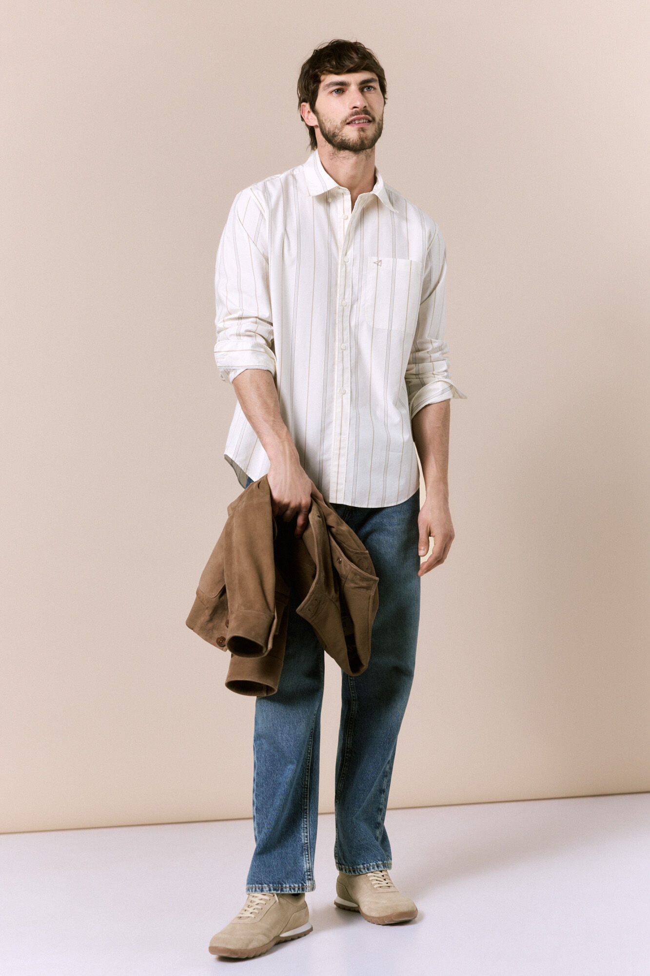 OOTO Camisa rayas popel&iacute;n manga larga