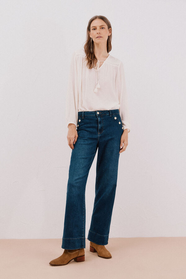 Cortefiel Blusa com borlas Branco