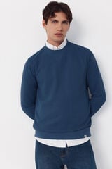 Cortefiel Textured crew neck sweatshirt Blue