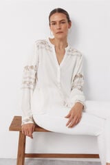 Cortefiel Embroidered blouse Ivory