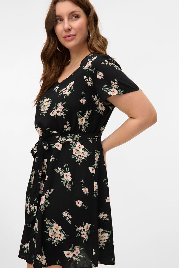 Vero Moda Curve Vestido corto escote pico talla grande Negro