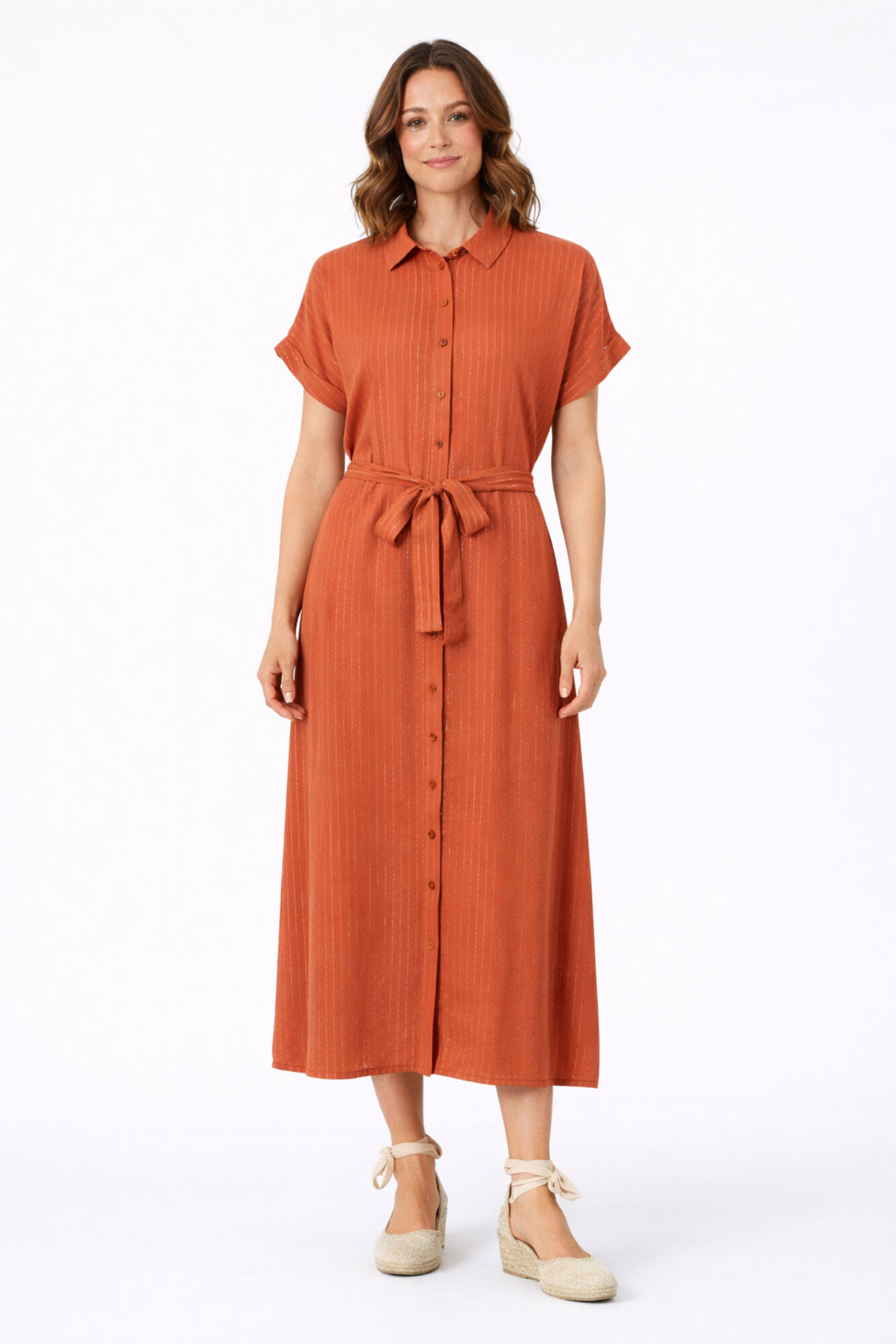 Vila Vestido camisero midi con l&uacute;rex