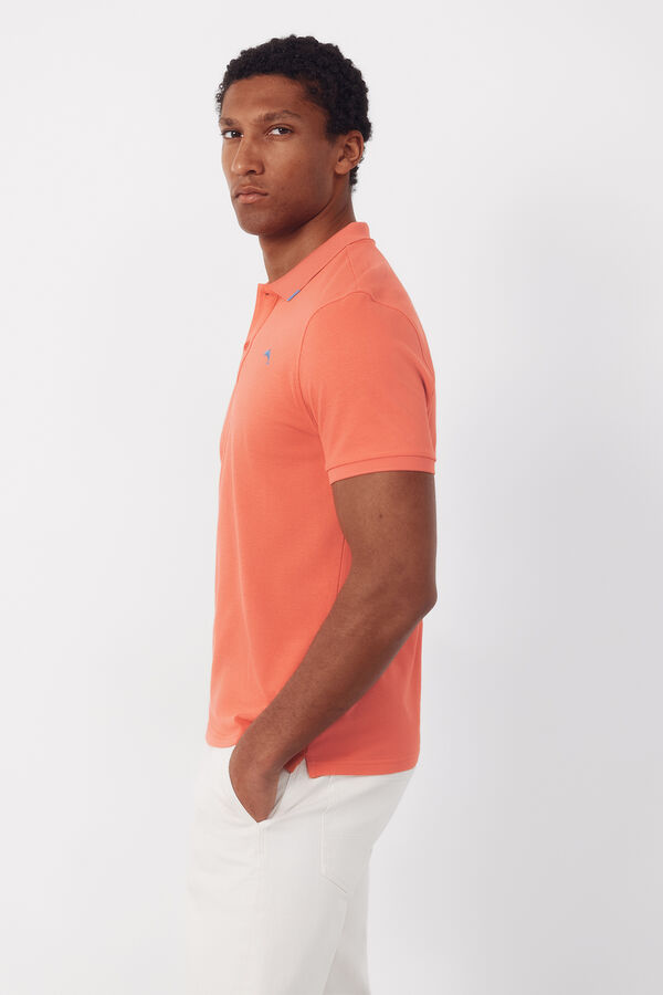 Cortefiel Embroidered polo shirt Coral
