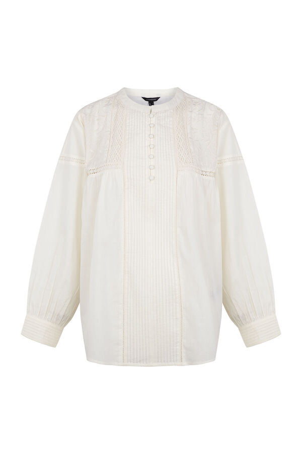 Cortefiel Blusa bordada Ecru